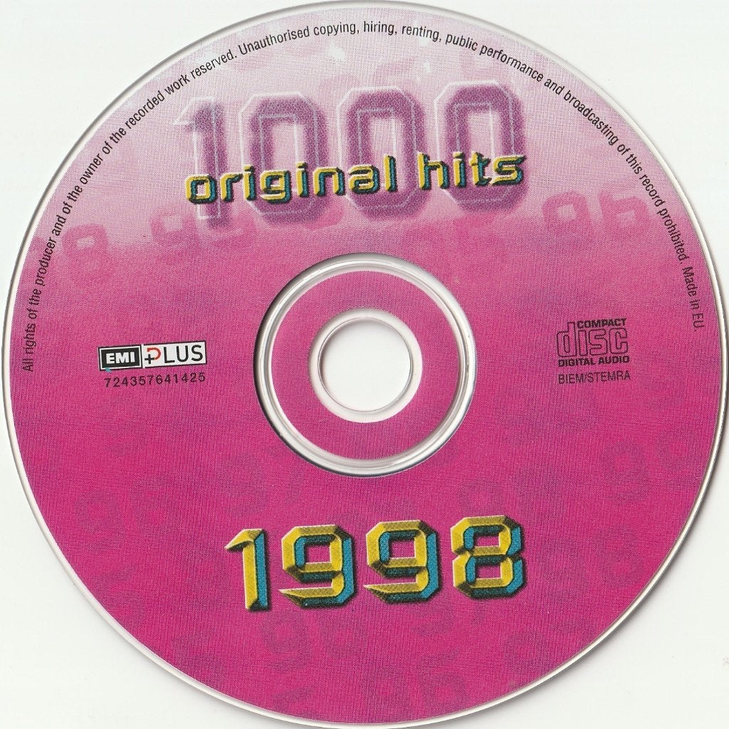 1000 original hits 1998 cd zonder hoes 16 nummers, Ophalen of Verzenden, Zo goed als nieuw, Pop