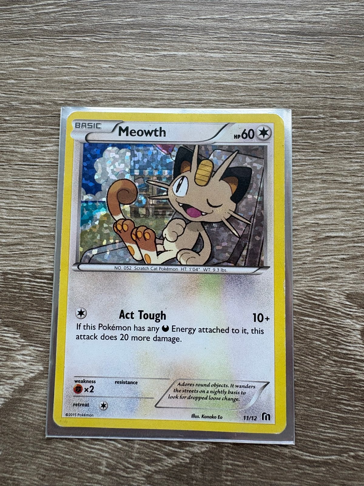 Meowth 11/12 Holo Promo Mcdonalds 2015 Pokemon, Ophalen of Verzenden, Gebruikt, Losse kaart, Foil