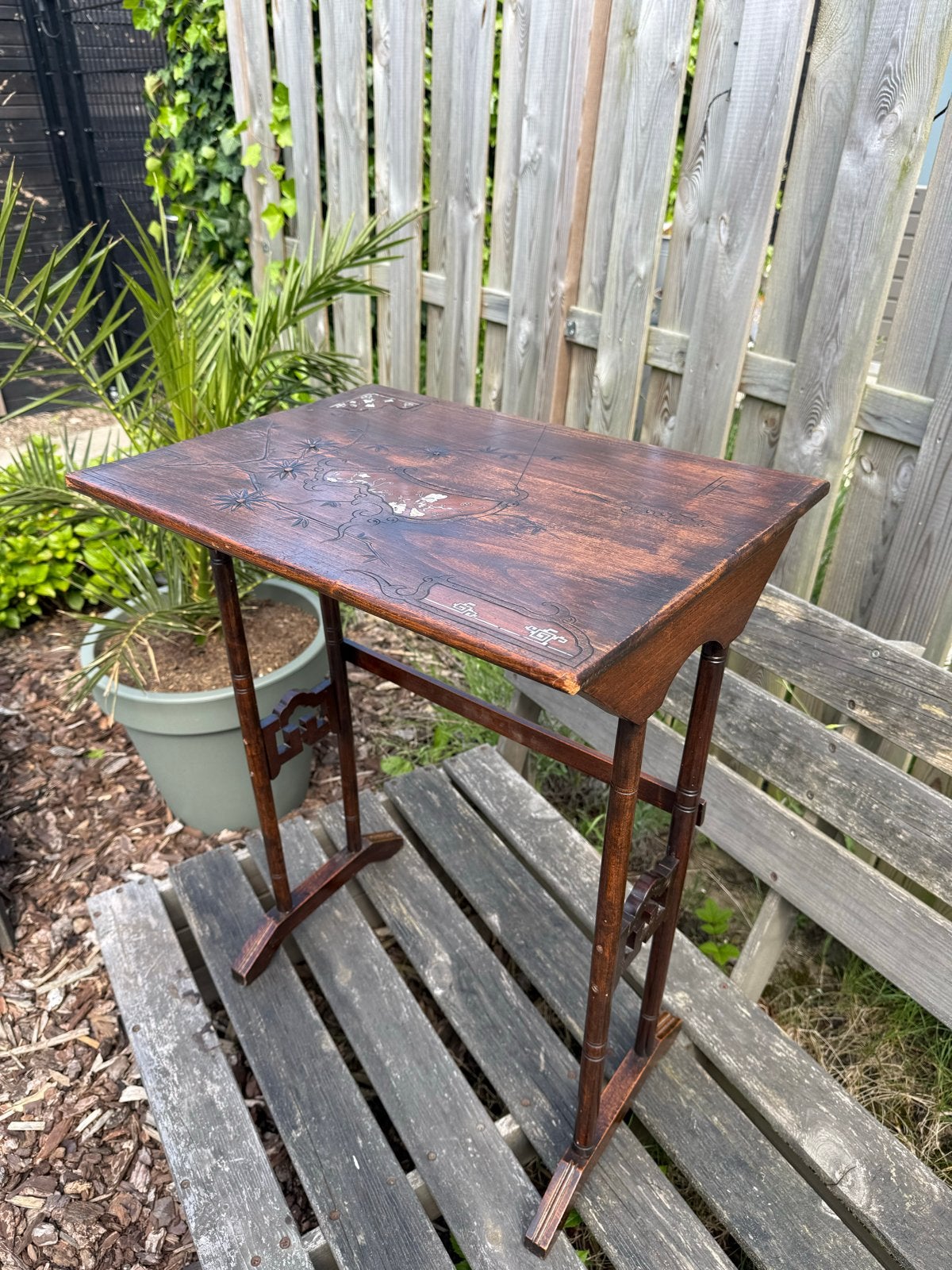 Antieke sidetable met parelmoer inlegwerk, Ophalen of Verzenden