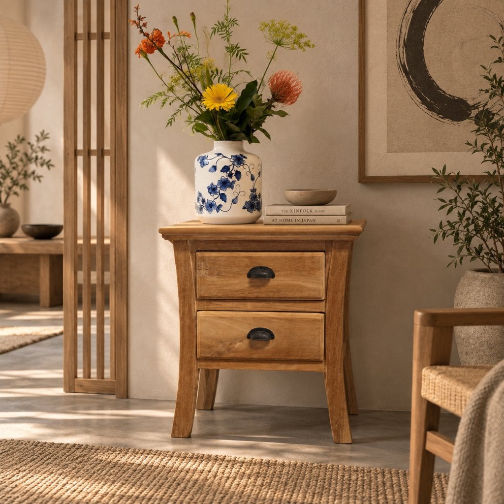 ladekast massief teak met 2 lades - Gratis bezorgd