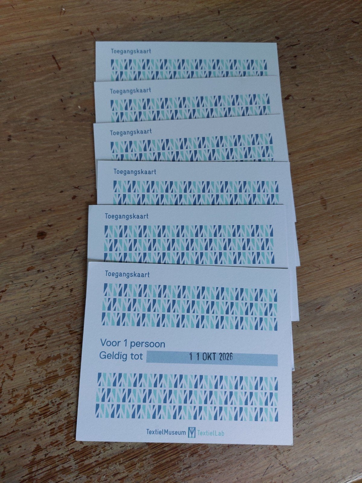 6 toegangskaartjes Textielmuseum Tilburg, Tickets en Kaartjes, Drie personen of meer, Ticket of Toegangskaart
