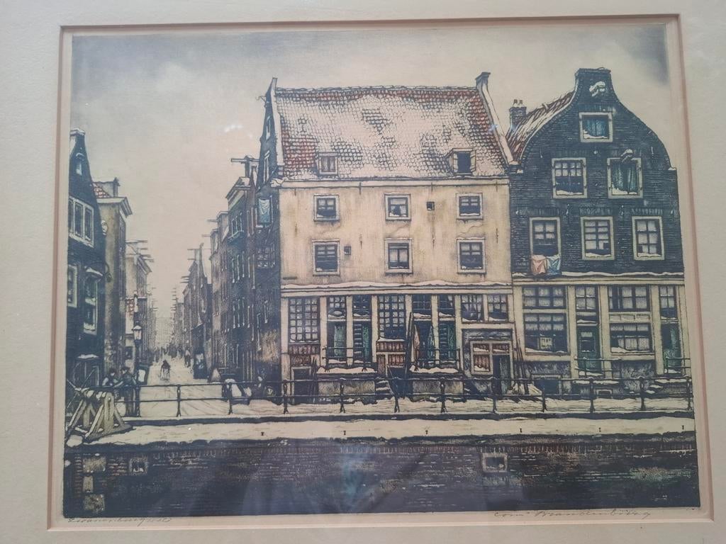 Schilderij Amsterdam Zwanenburgwal, Antiek en Kunst, Kunst | Schilderijen | Klassiek, Ophalen