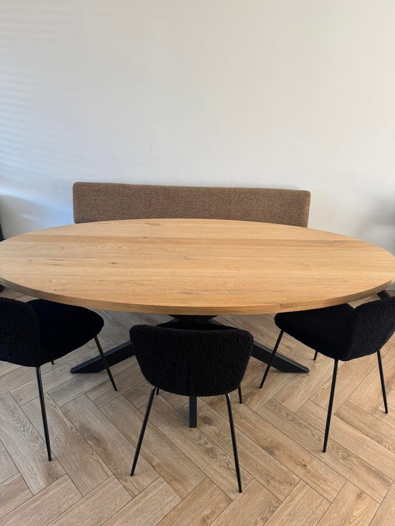 Eettafel + eetbank + 3 stoelen, Ophalen, 200 cm of meer, 50 tot 100 cm, Zo goed als nieuw