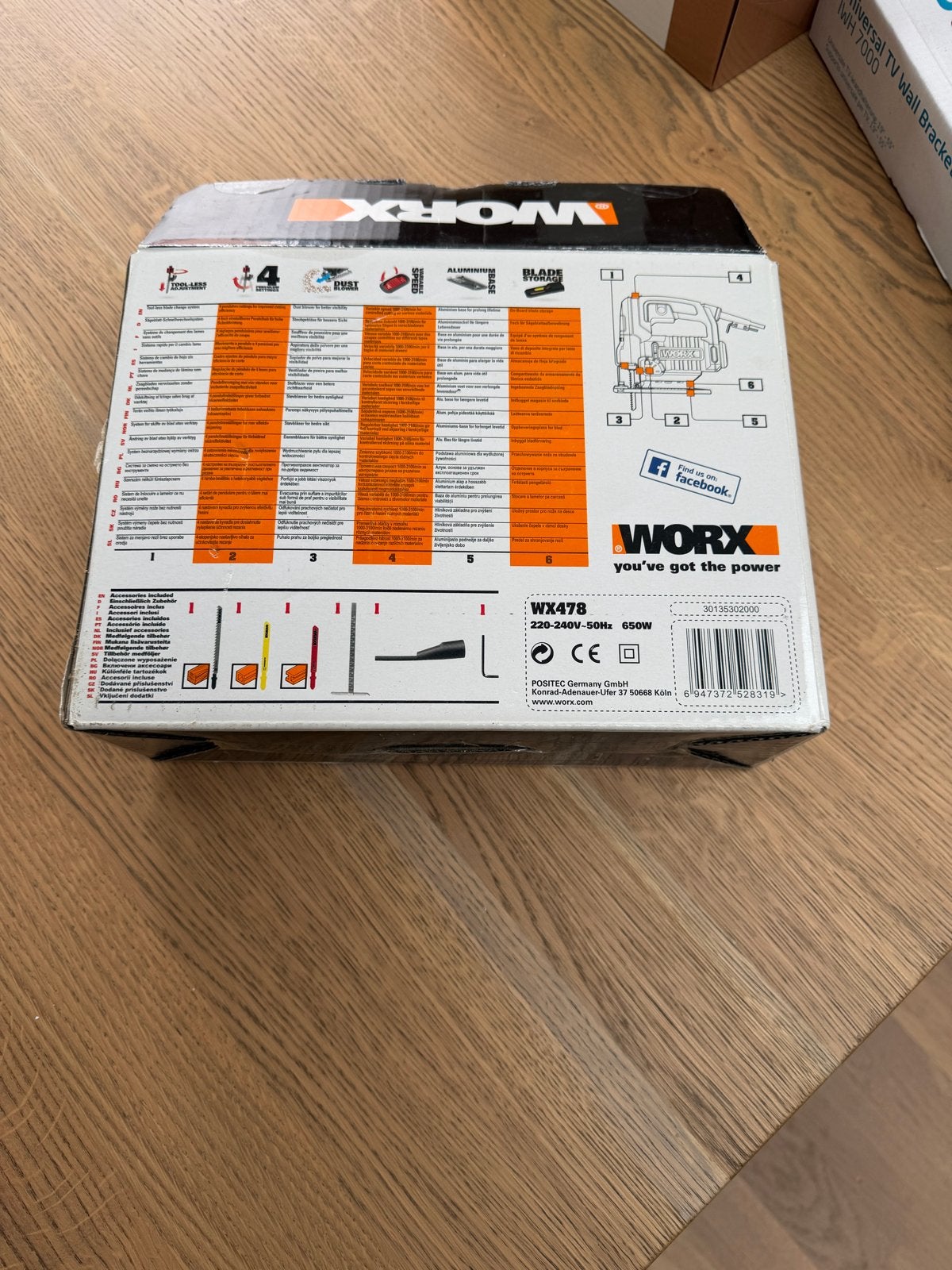 WORX WX478 Decoupeerzaag 650W - Nieuw in doos, Nieuw, 600 tot 1200 watt, Ophalen of Verzenden, Decoupeerzaag