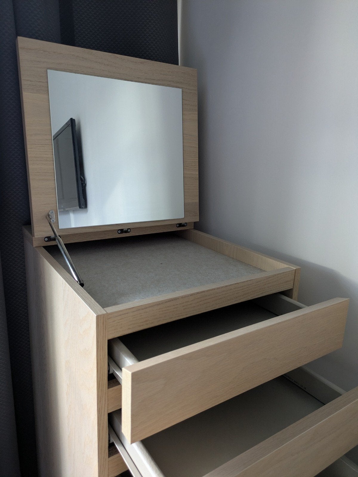 IKEA MALM ladekast met 6 lades en spiegel, Ophalen, Minder dan 50 cm, Gebruikt, 5 laden of meer