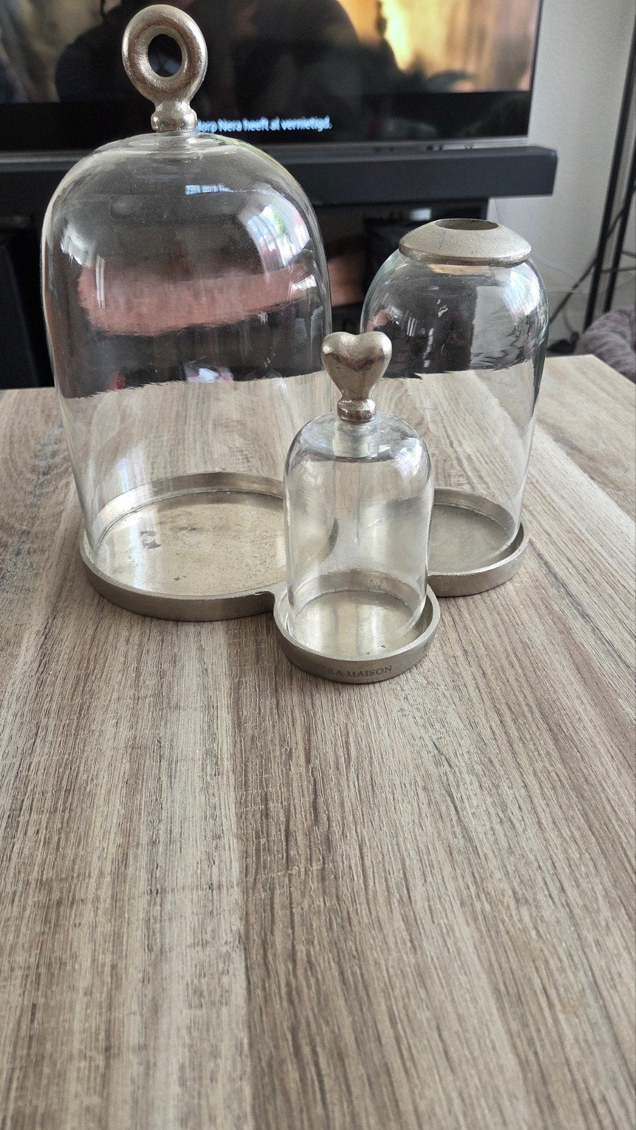 Riviera Maison 3-delige stolp Lovely Treasure Cloches, Gebruikt, Ophalen of Verzenden, Landelijk, Glas