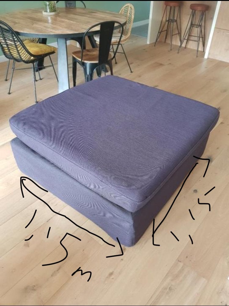 Grote grijze poef 1,5x1,5 m met afneembare hoes bijna gratis, Ophalen, Gebruikt, Vierkant, 125 cm of meer