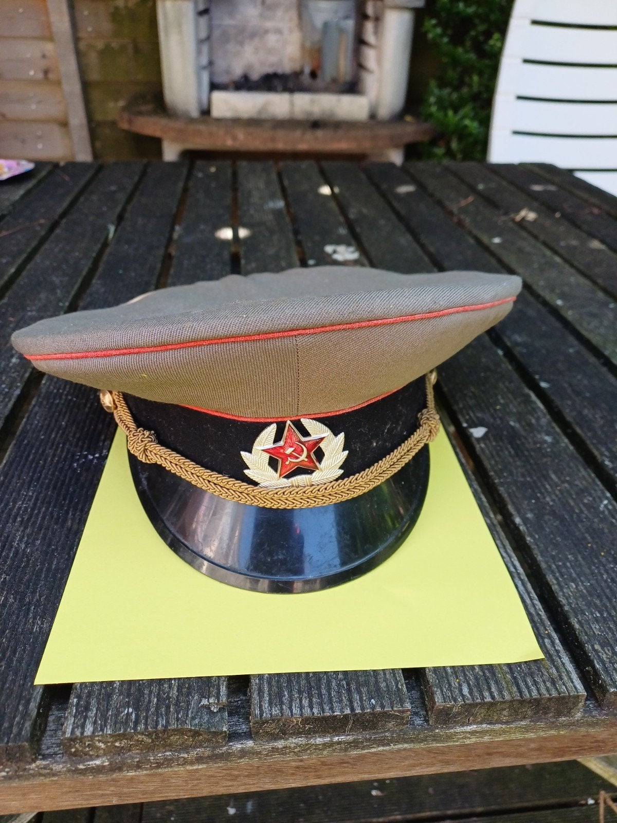Originele Sovjet USSR Officierspet | '80 | Koude Oorlog, Ophalen of Verzenden, Landmacht, Overige gebieden, Helm of Baret