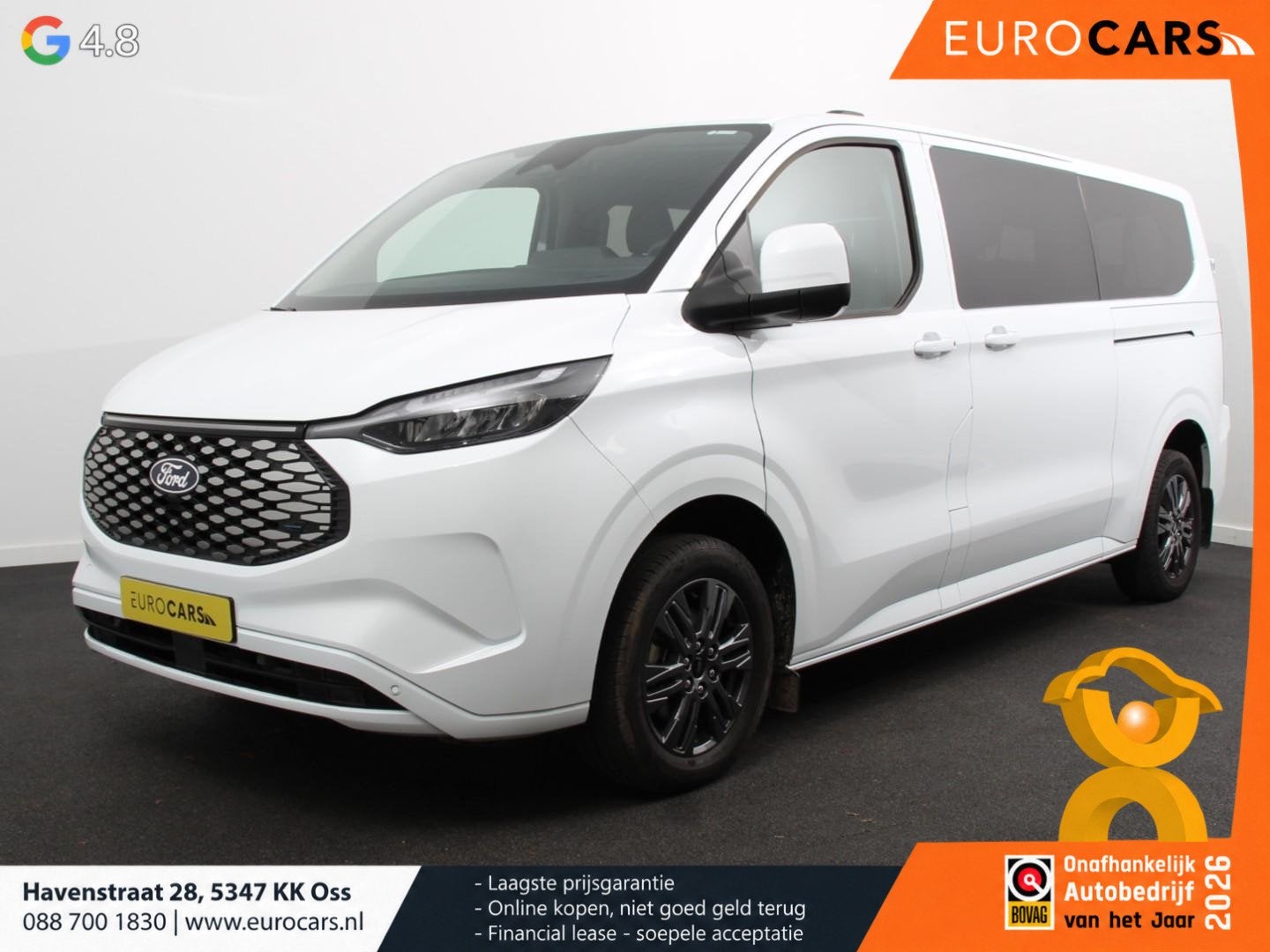 Ford e-Transit Custom 340 L2H1 Limited 65 kWh 8 persoons Aut, Auto's, Automaat, 358 km, Gebruikt, 8 stoelen