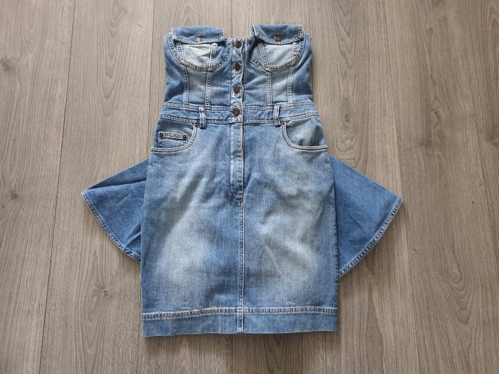 MOSCHINO COUTURE aparte spijkerjurk maat 38 *nieuw* ~ NH0015, Maat 38/40 (M), Blauw, Nieuw, Boven de knie