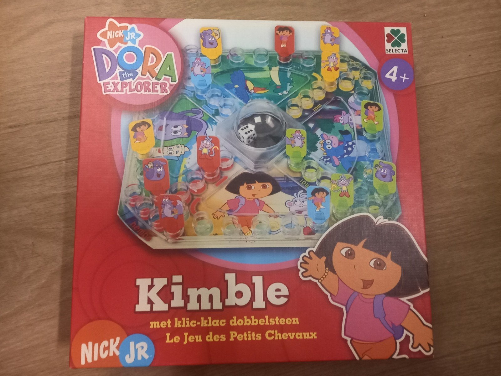 Dora the Explorer Kimble bordspel met dobbelsteen, Drie of vier spelers, Ophalen of Verzenden, Zo goed als nieuw, Selecta