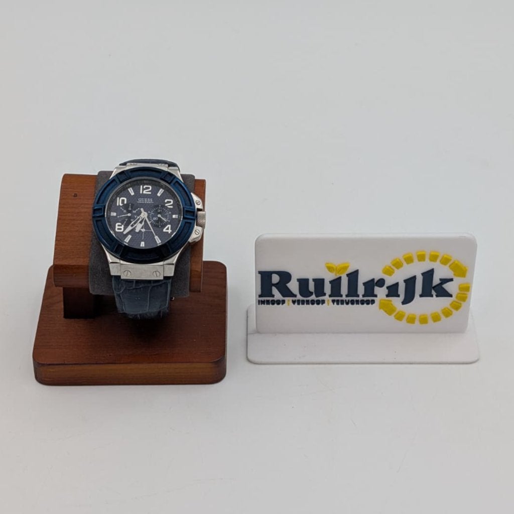 Guess W0040G7 Blue metal lederen band horloge - Nette staat, Guess, Zo goed als nieuw, Support@guess.com, 1444 South Alameda St
Los Angeles, CA 90021
USA