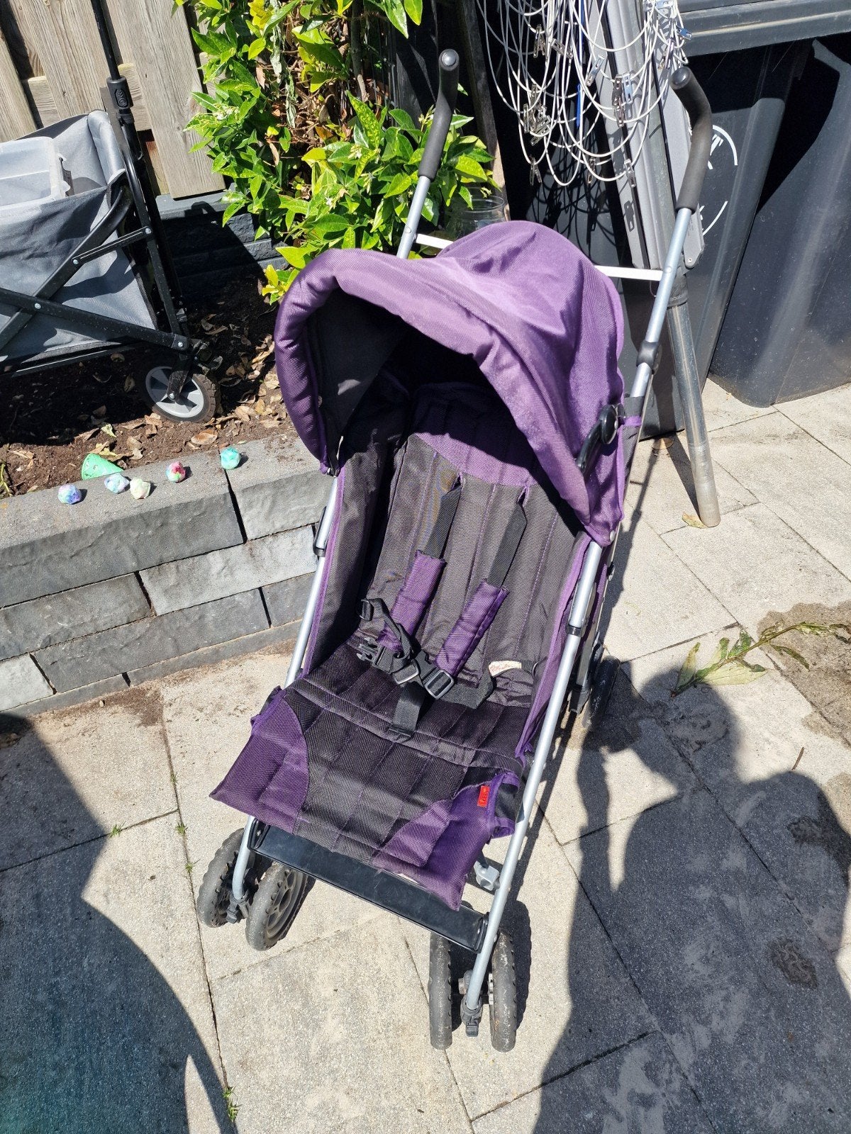 Paarse buggy met zonnekap, Ophalen, Gebruikt, Overige merken, Verstelbare rugleuning