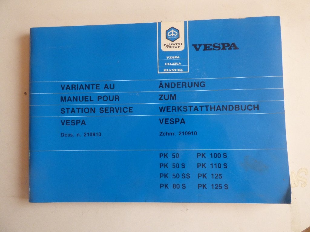 PIAGGIO VESPA PK WERKPLAATSHANDBOEK NR 210910, Motoren, Handleidingen en Instructieboekjes, Ophalen of Verzenden, Overige merken