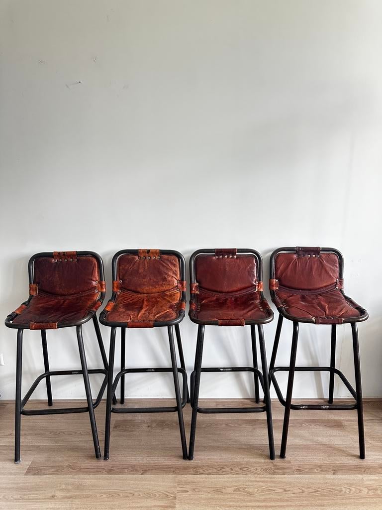 Vintage design barkrukken, 4 krukken, Ophalen, Zo goed als nieuw, 60 tot 90 cm