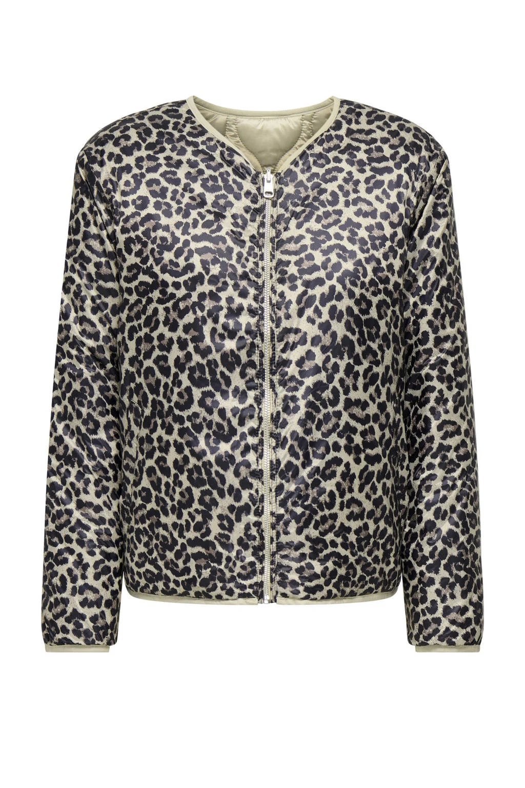 Quilted zwart jack leopard animal print Only large, Ophalen of Verzenden, Nieuw, Maat 42/44 (L), Zwart