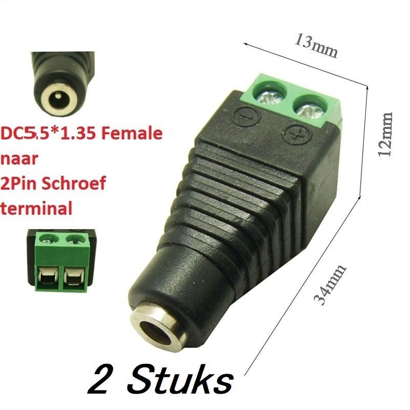 Terminal-Block naar 5.5mm DC Female barrel jack, Muziek en Instrumenten, Kabels en Stekkers, Verzenden, Nieuw, Apparatuur