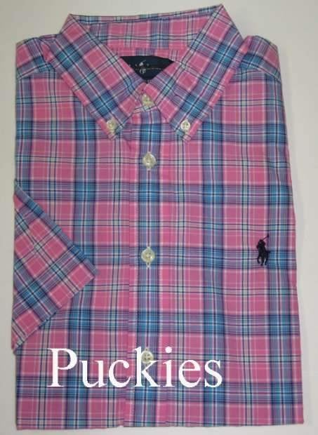 Roze/blauw/wit geruit Ralph Lauren overhemd s/s 152/158, Overhemd of Blouse, Nieuw, Ophalen of Verzenden, Jongen