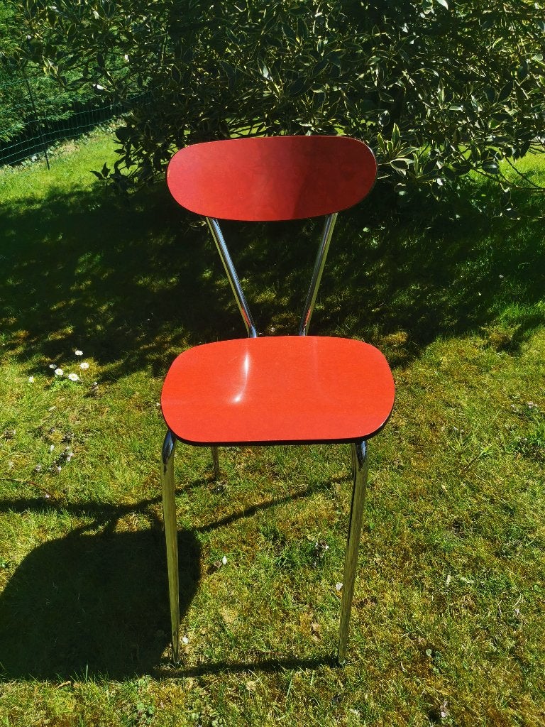 Rode formica vintage stoel, Verzamelen, Ophalen, Huis en Inrichting