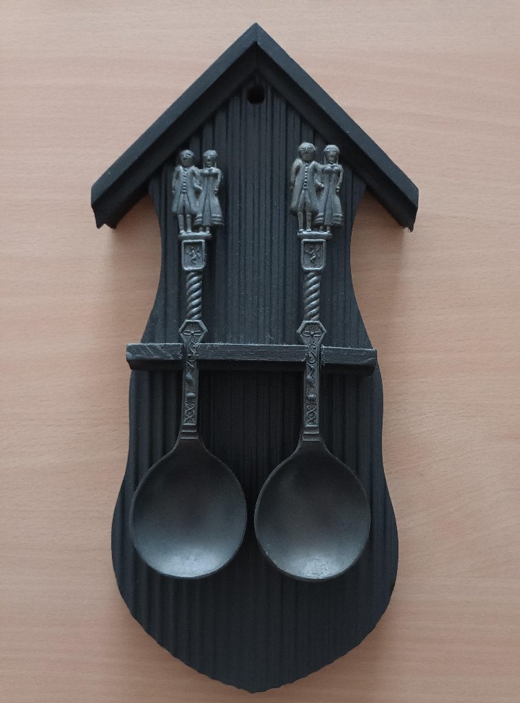 Lepelrekje met 2 tinnen huwelijkslepels, Ophalen of Verzenden