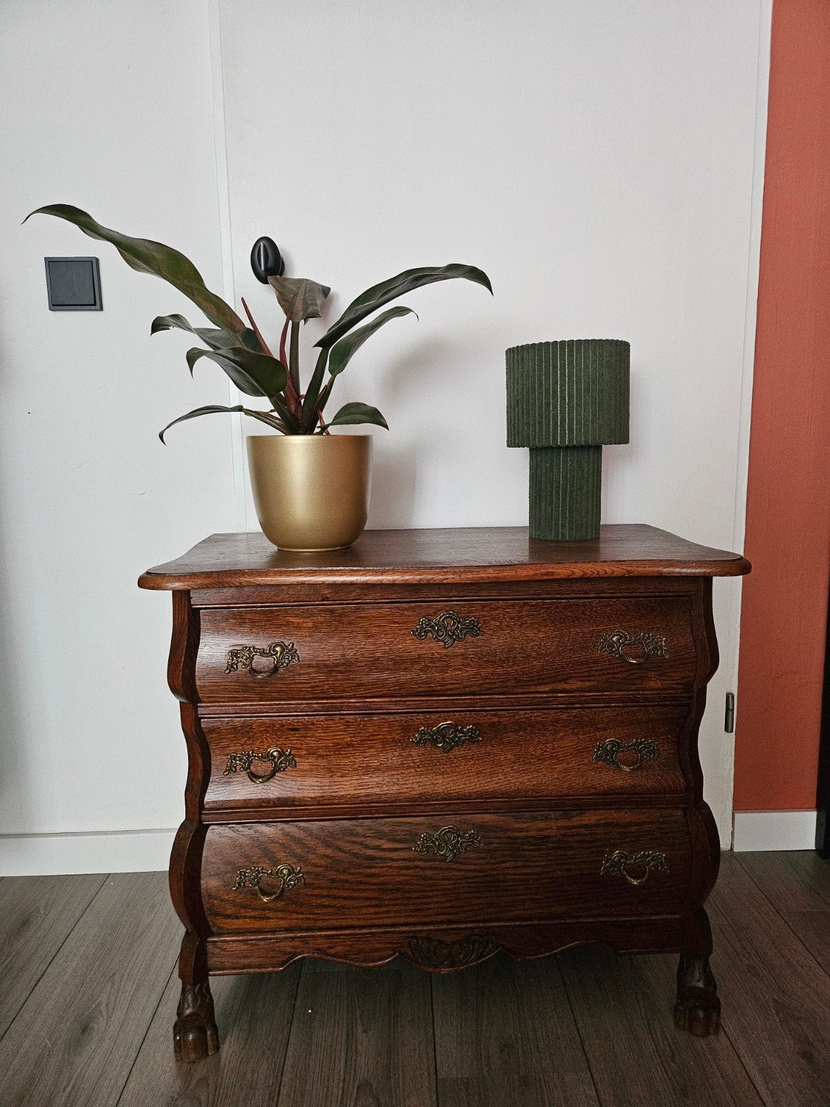 Antieke eikenhouten commode met 3 lades, Ophalen