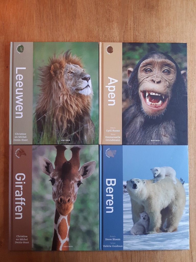 Dierenboeken jeugd: Leeuwen, Apen, Beren, Giraffen, Boeken, Ophalen of Verzenden, Zo goed als nieuw, Natuur algemeen