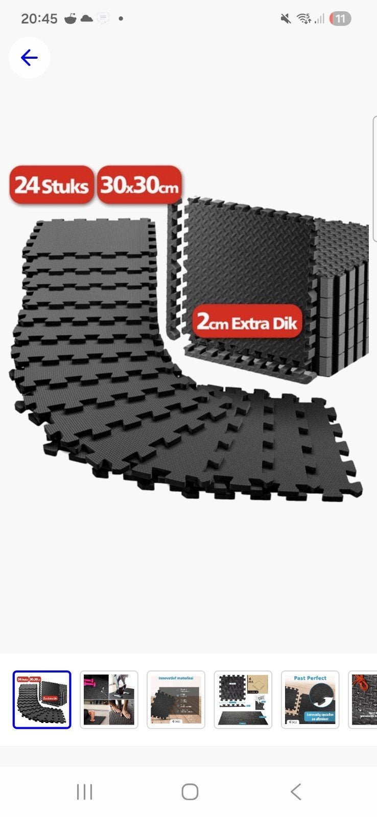 60 Stuks Fitnessmatten 30x30cm - 2cm Dik, Ophalen of Verzenden, Zo goed als nieuw, Fitnessmat