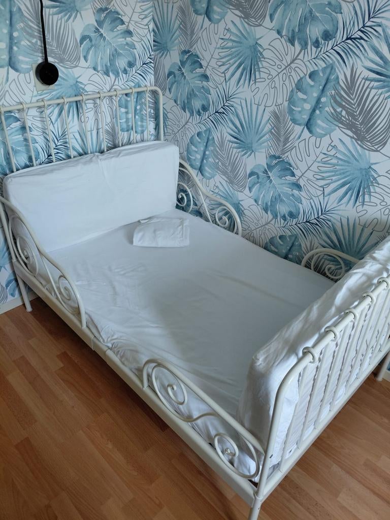 Wit peuterbed verstelbaar Ikea Minnen, Ophalen, Eenpersoons, Wit, 80 cm