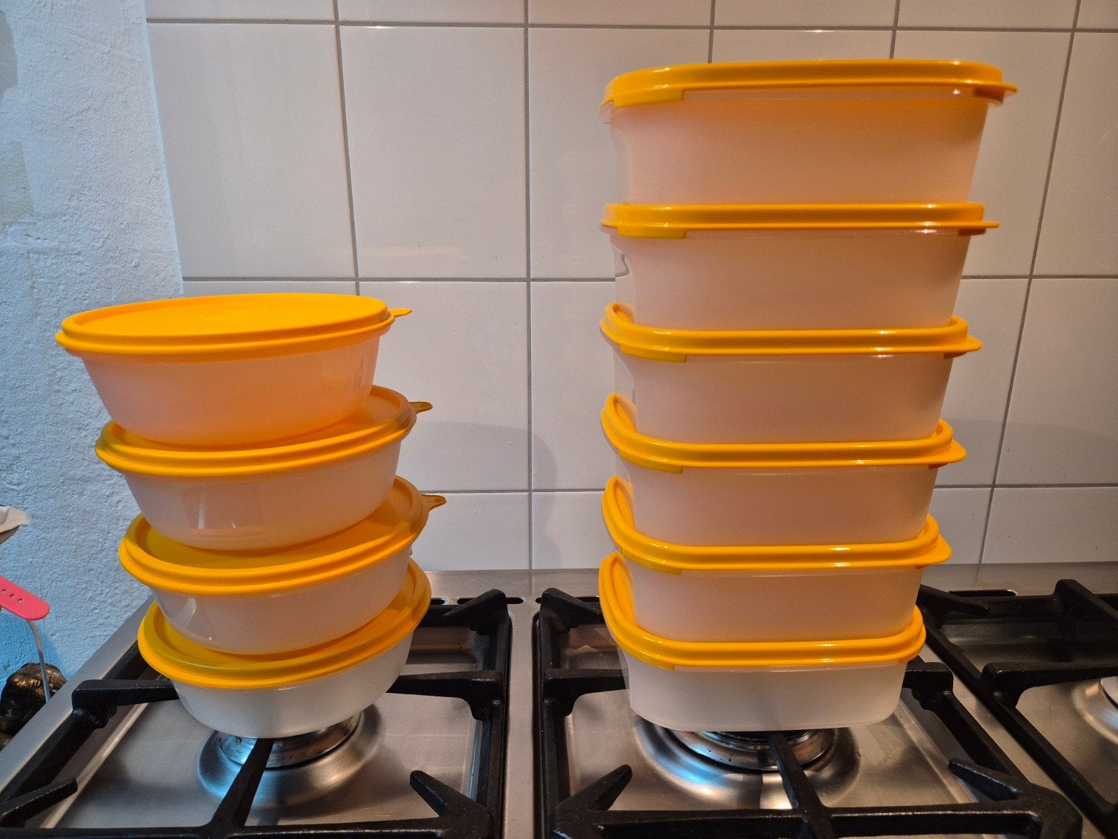 Tupperware bewaardozen en kommen - 10-delige set, Huis en Inrichting, Ophalen, Nieuw, Bak of Kom, Geel