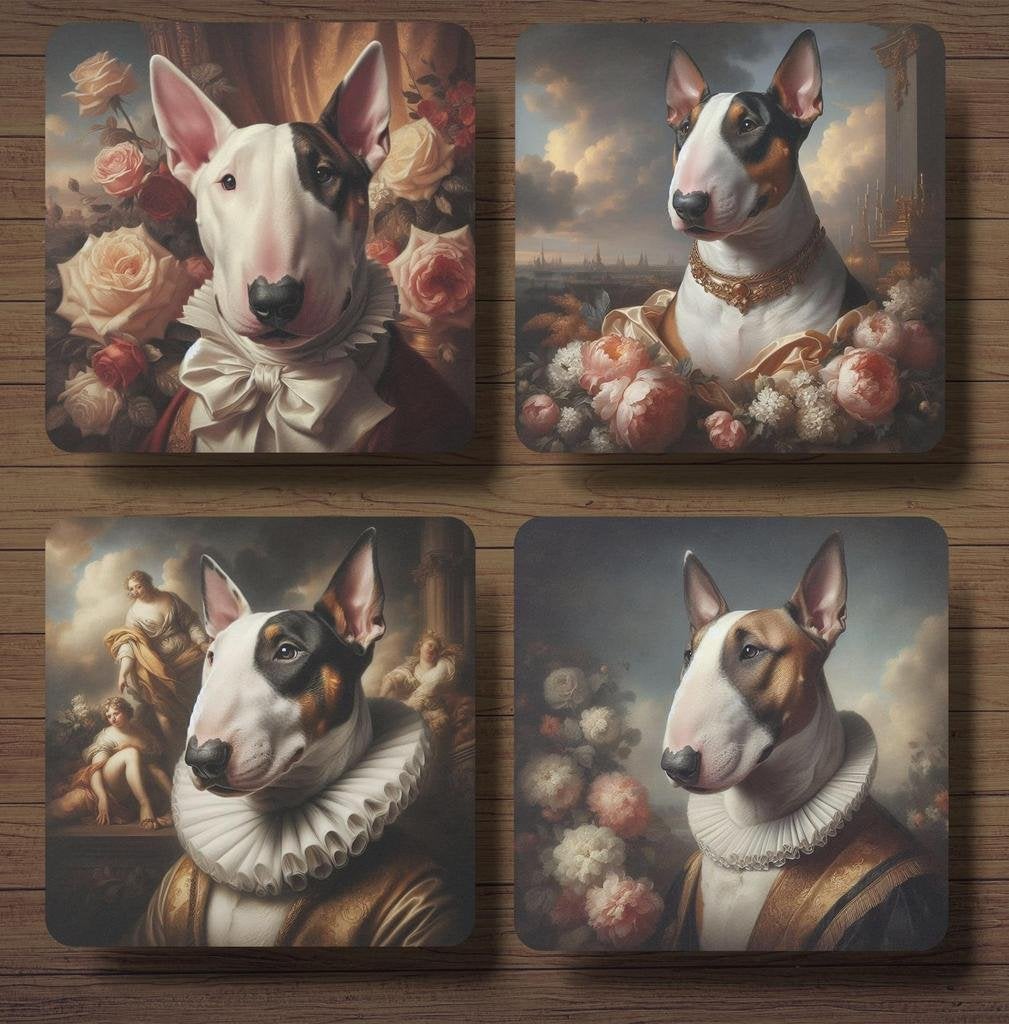 Bullterrier Barok onderzetters met houder, Ophalen of Verzenden, Nieuw