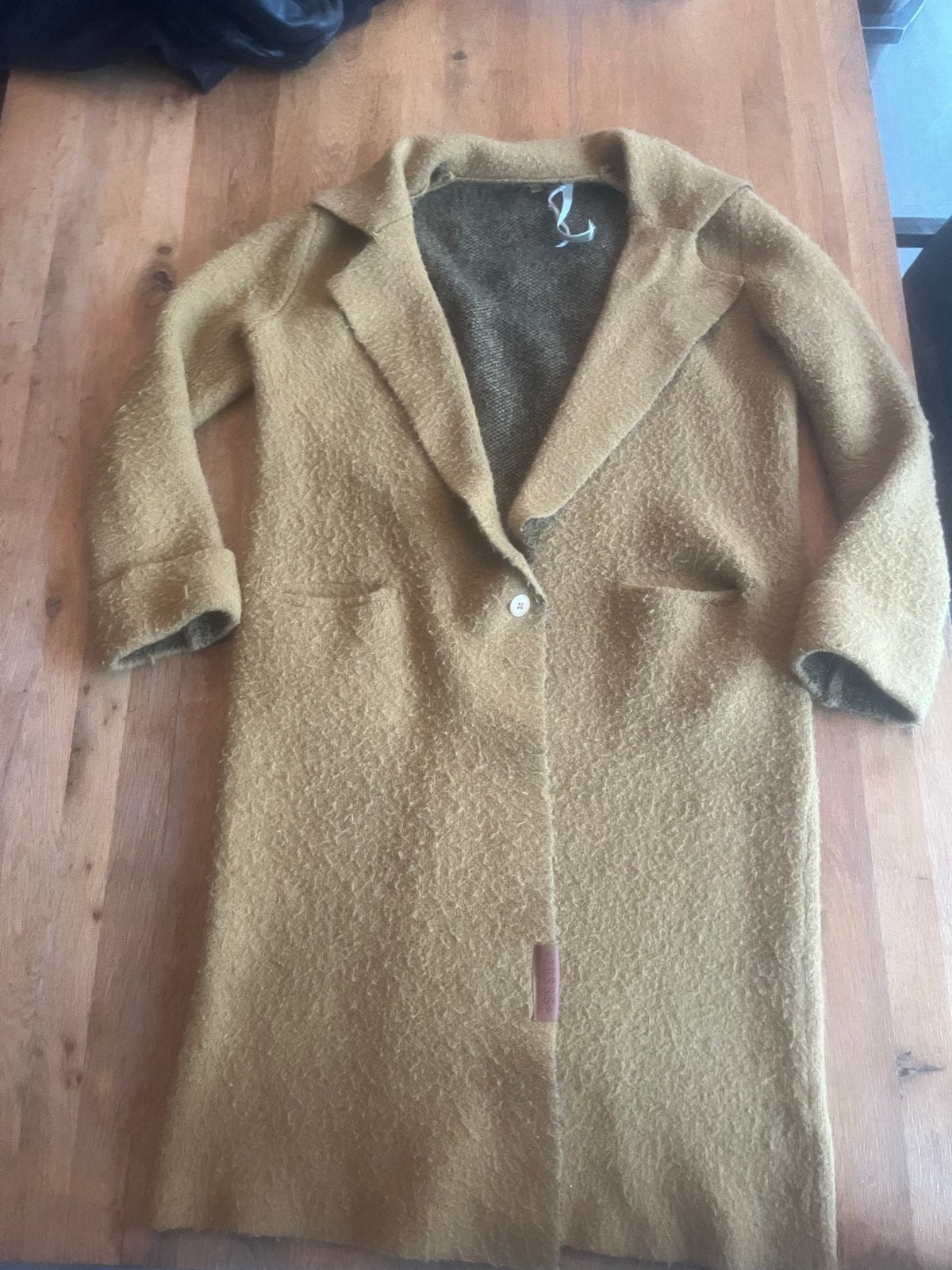 ZussS lang wolllen vest knit maat S/M in okergeel, Ophalen of Verzenden, Gedragen, Maat 36 (S), Geel