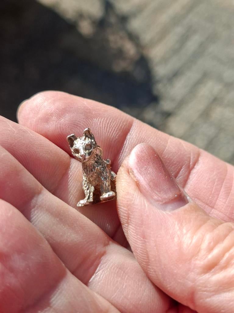 Zilveren Kat Bedel - Charmante Kattenliefhebber Sieraden, Ophalen of Verzenden
