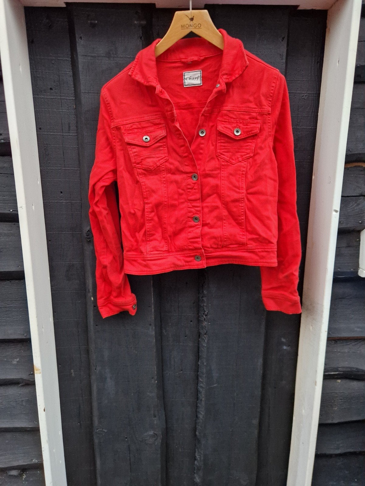 Rood spijkerjasje maat L, Kleding | Dames, Jassen | Zomer, Onbekend, Ophalen of Verzenden, Maat 42/44 (L), Rood