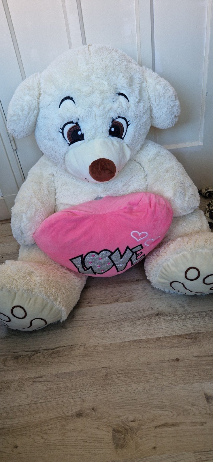 Grote knuffelbeer met hart, Ophalen, Gebruikt, Beer, Middelgroot (20 tot 80 cm)