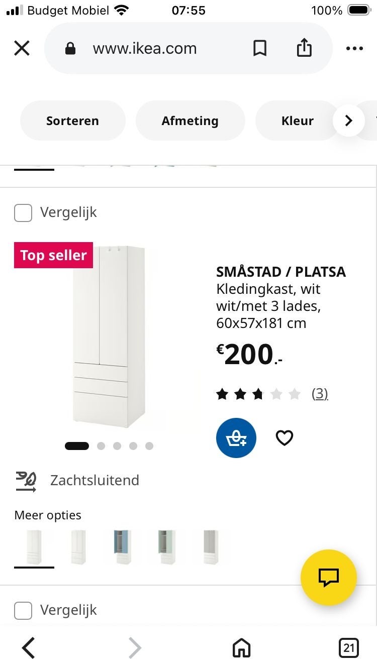 IKEA SMÅSTAD / PLATSA Kledingkast met lades en deuren, Zo goed als nieuw, Met lade(s), 150 tot 200 cm, Overige houtsoorten