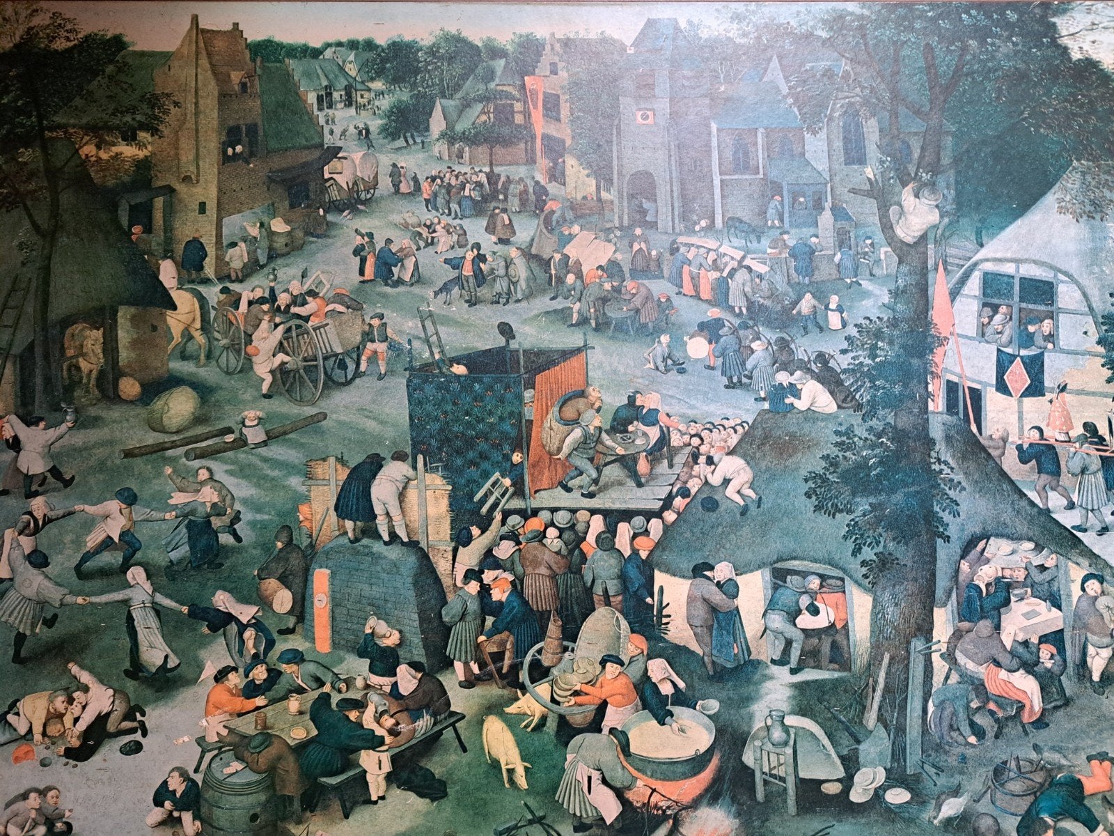 Oude schoolplaat op paneel, Pieter Bruegel de Jonge, Antiek en Kunst, Ophalen, Overige thema's