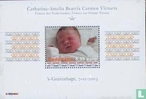 Blok Geboorte Prinses Amalia 2003 NL Postfris, Ophalen of Verzenden