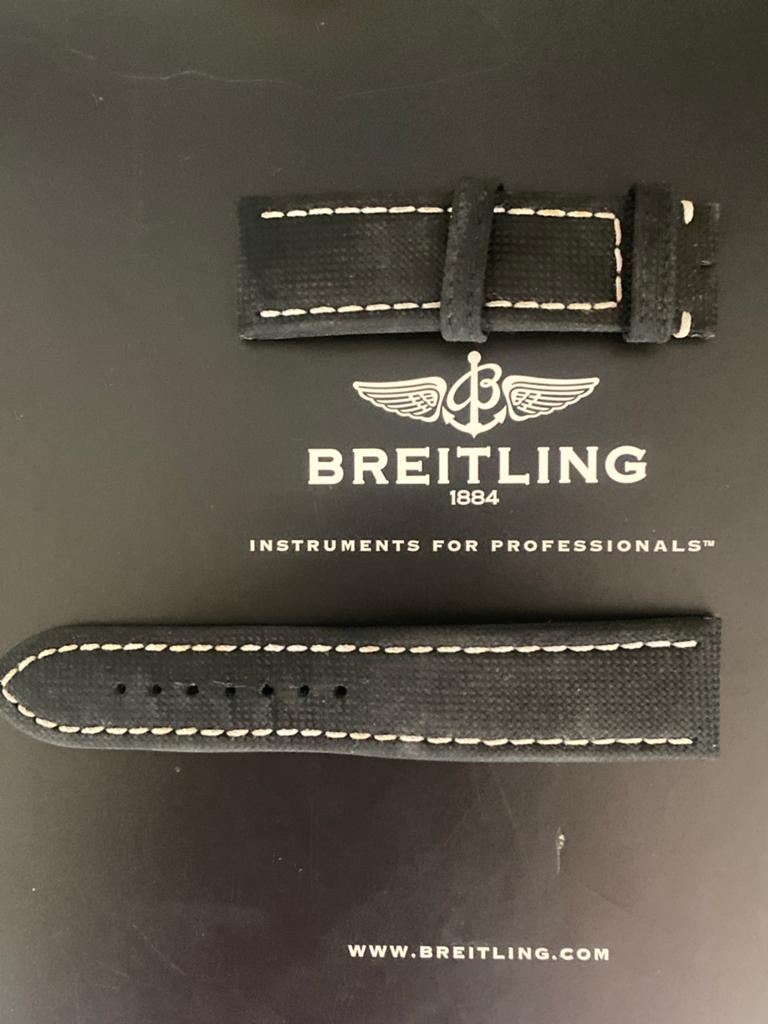 Breitling horlogebandje 22-20 zwart canvas met wit stiksel, Kleding | Heren, Riemen en Ceinturen, Ophalen of Verzenden, Zo goed als nieuw