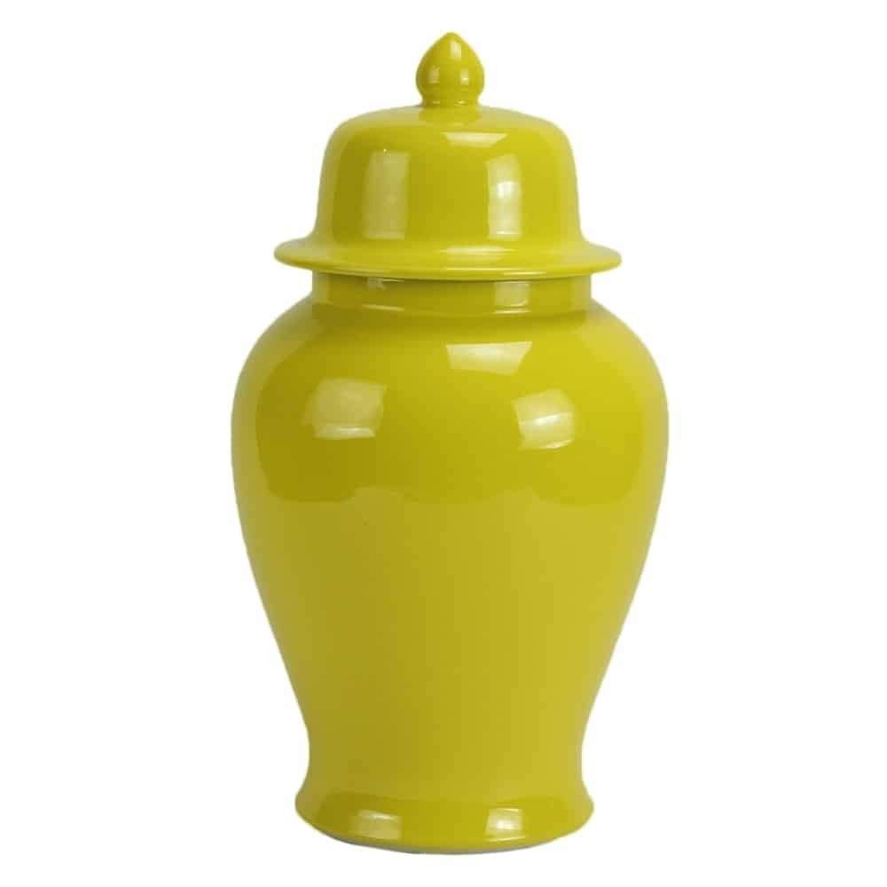 Gele Ginger Jar - Oosters Keramiek 38 cm, Tuin en Terras, Bloempotten, Ophalen of Verzenden, Overige vormen, Aardewerk, Binnen