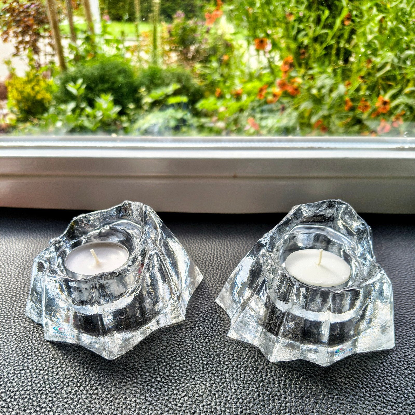 Finse set glazen waxinelichthouders ijsberg Muurla vintage, Ophalen of Verzenden