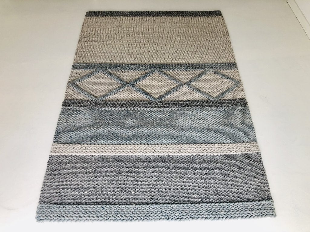 Wollen vloerkleed handgeknoopt India 160x230, Huis en Inrichting, Ophalen, Grijs, 150 tot 200 cm, 200 cm of meer