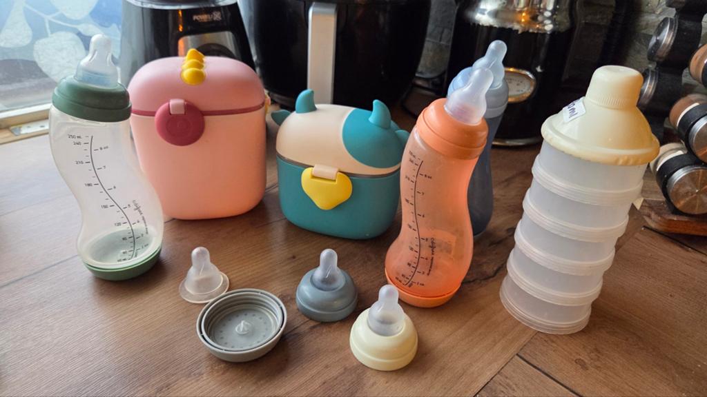 Difrax flessen, melkpoedertoren en bewaardoos set, Kinderen en Baby's, Babyvoeding en Toebehoren, Ophalen, Gebruikt, Overige typen