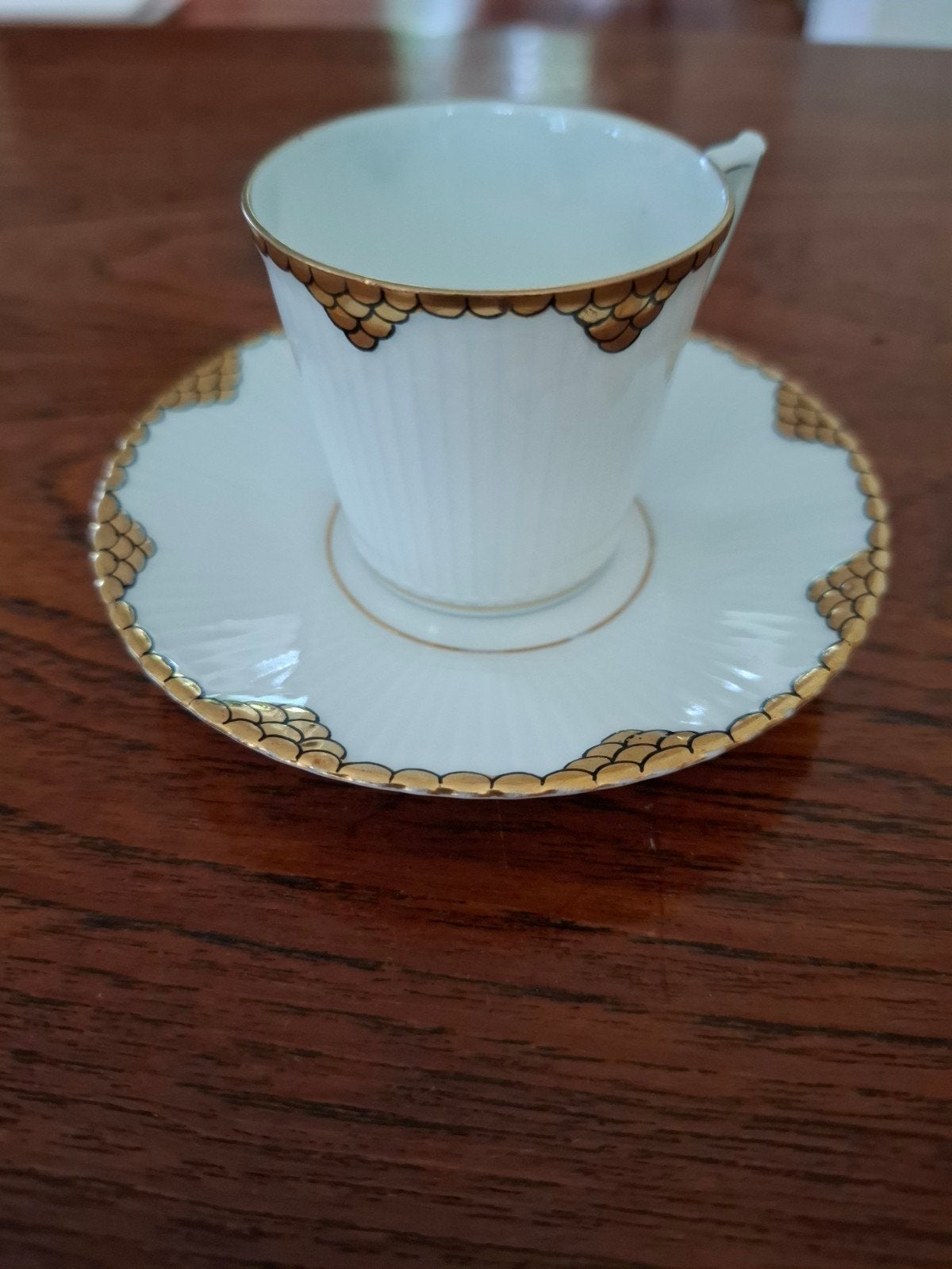 Kop en schotel Wurttemberg met gouden geschulpte rand, Ophalen of Verzenden