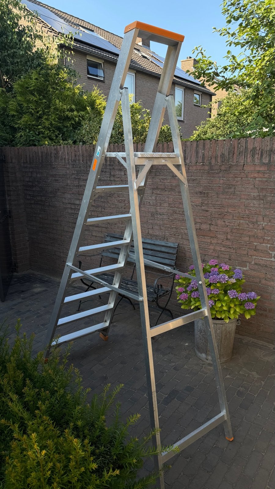 Gekeurde werktrap/ladder - 2,40m (7 treden + plateau), Ophalen, Gebruikt, Trap, 2 tot 4 meter