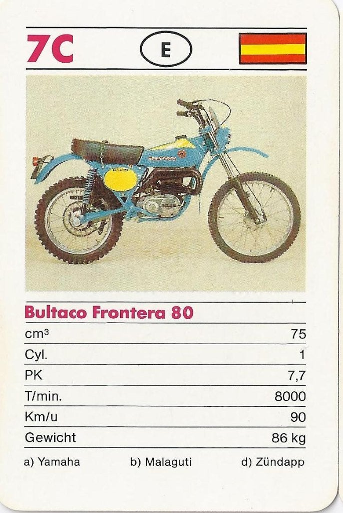 F27 motorkaartje 7c bultaco frontera 80, Ophalen of Verzenden, Zo goed als nieuw, Motoren