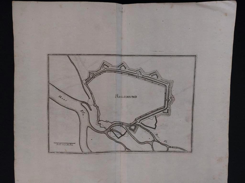 15 / plattegrond Roermond Gravure uit 1659 van C. Merian, Antiek en Kunst, Ophalen of Verzenden
