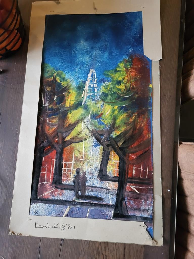 Bob Krijt schilderij uit 1981, Antiek en Kunst, Kunst | Schilderijen | Klassiek, Ophalen of Verzenden