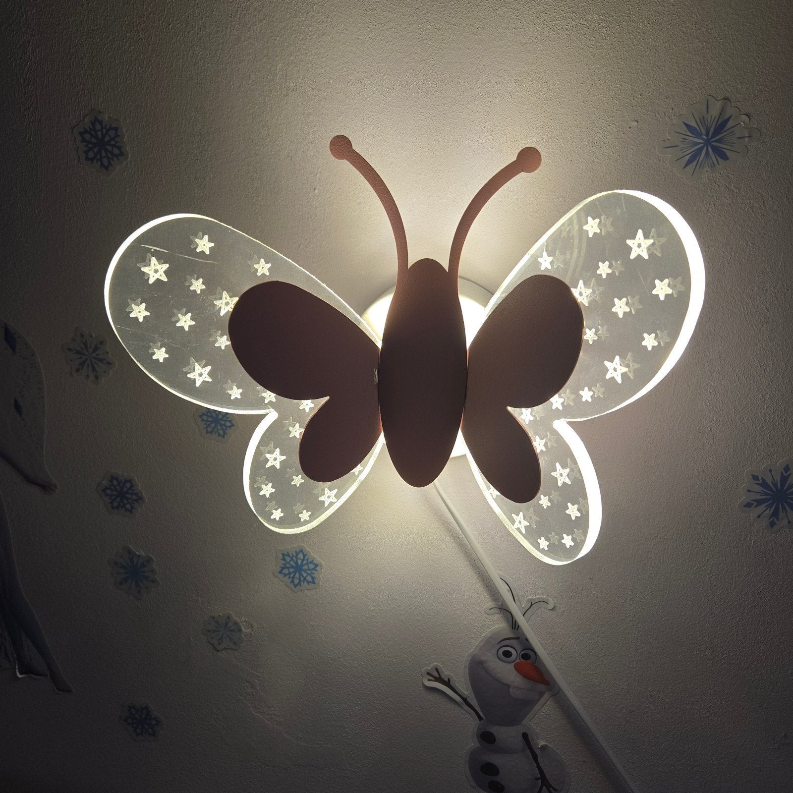 Vlinder Nachtlampje Wandlamp 3 Standjes, Ophalen of Verzenden, Gebruikt, Lamp