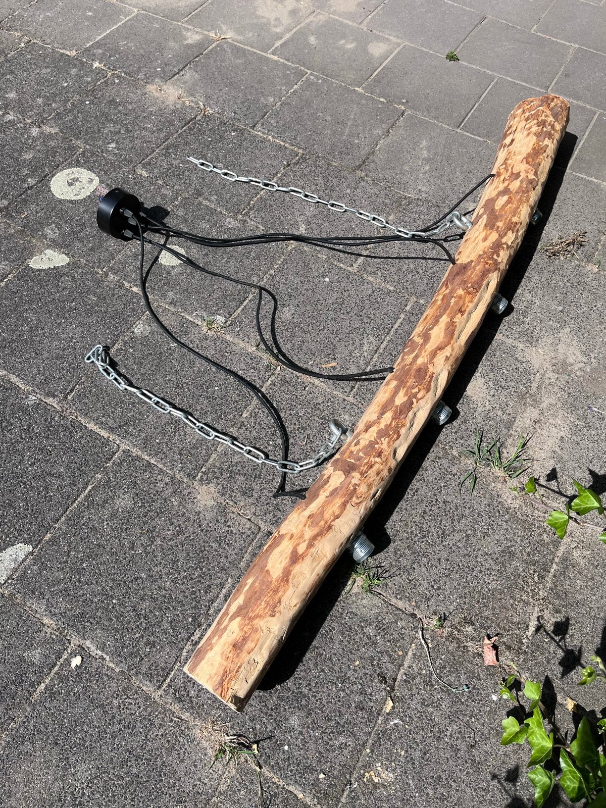 Unieke boomstam hanglamp, Ophalen, Gebruikt, Hout, Overige fittingen