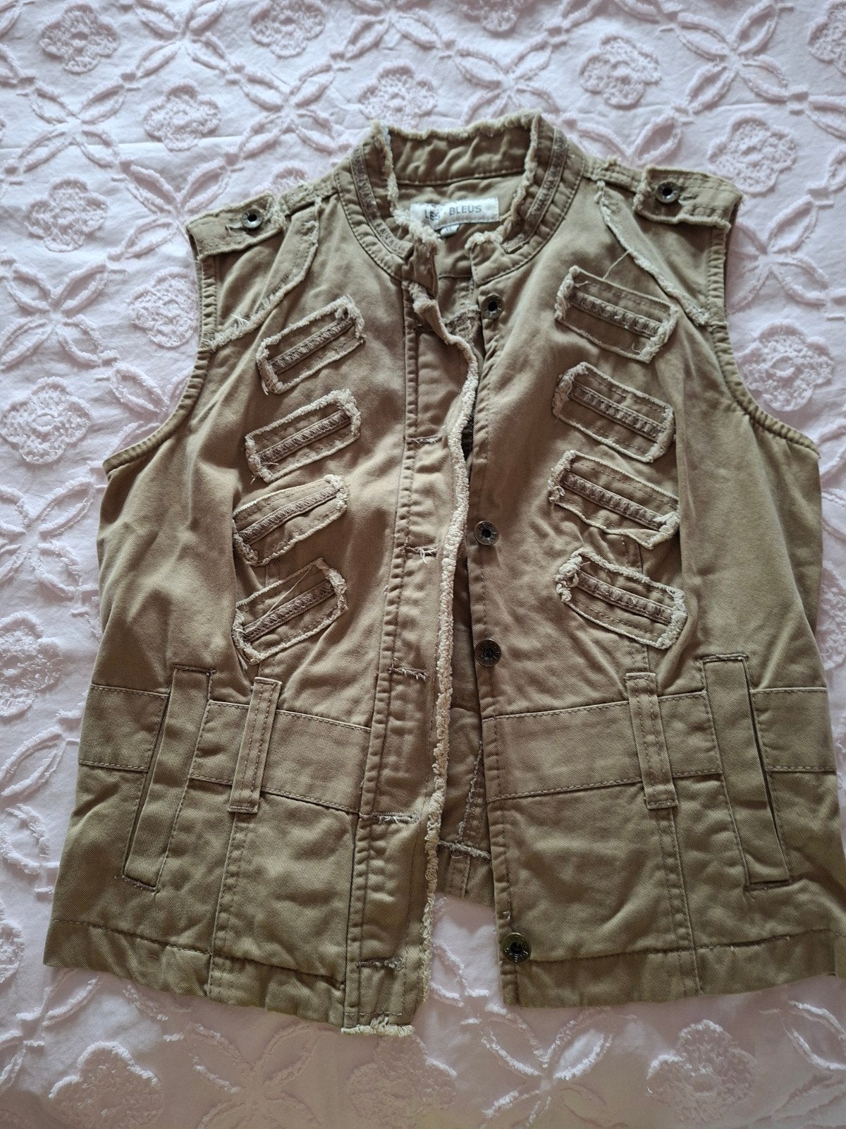 Stoer mouwloos jasje van Les Bleus, maat XL, Beige, Maat 42/44 (L), Ophalen of Verzenden, Gedragen